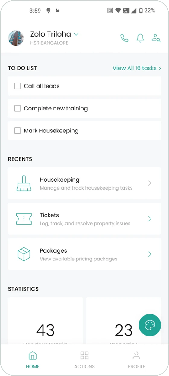 The redesigned home screen