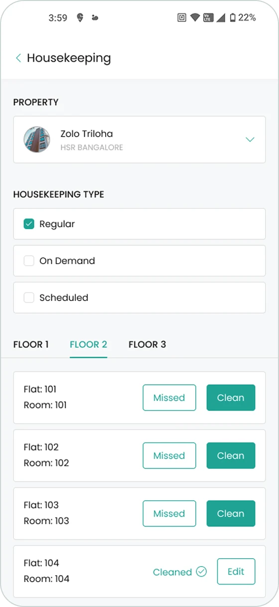 Redesigned housekeeping list