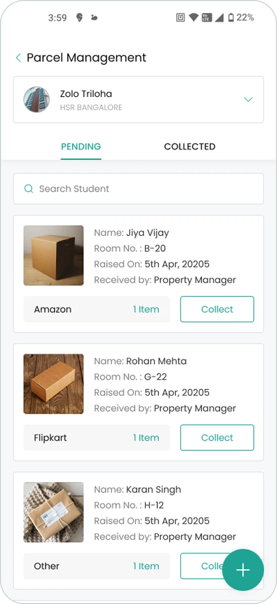 Redesigned parcel management list