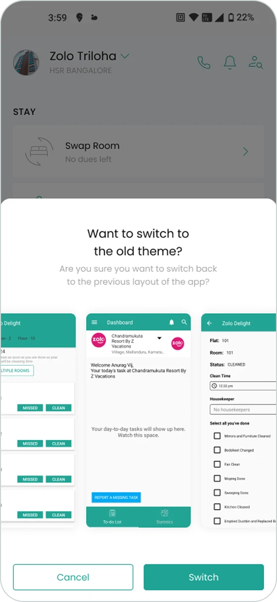 The switch-to-old-theme confirmation dialog