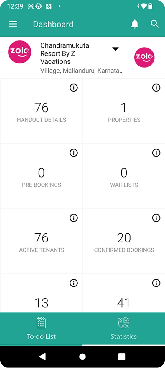 The old app's statistics page