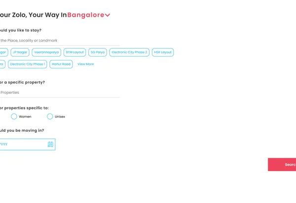 search page, before the redesign