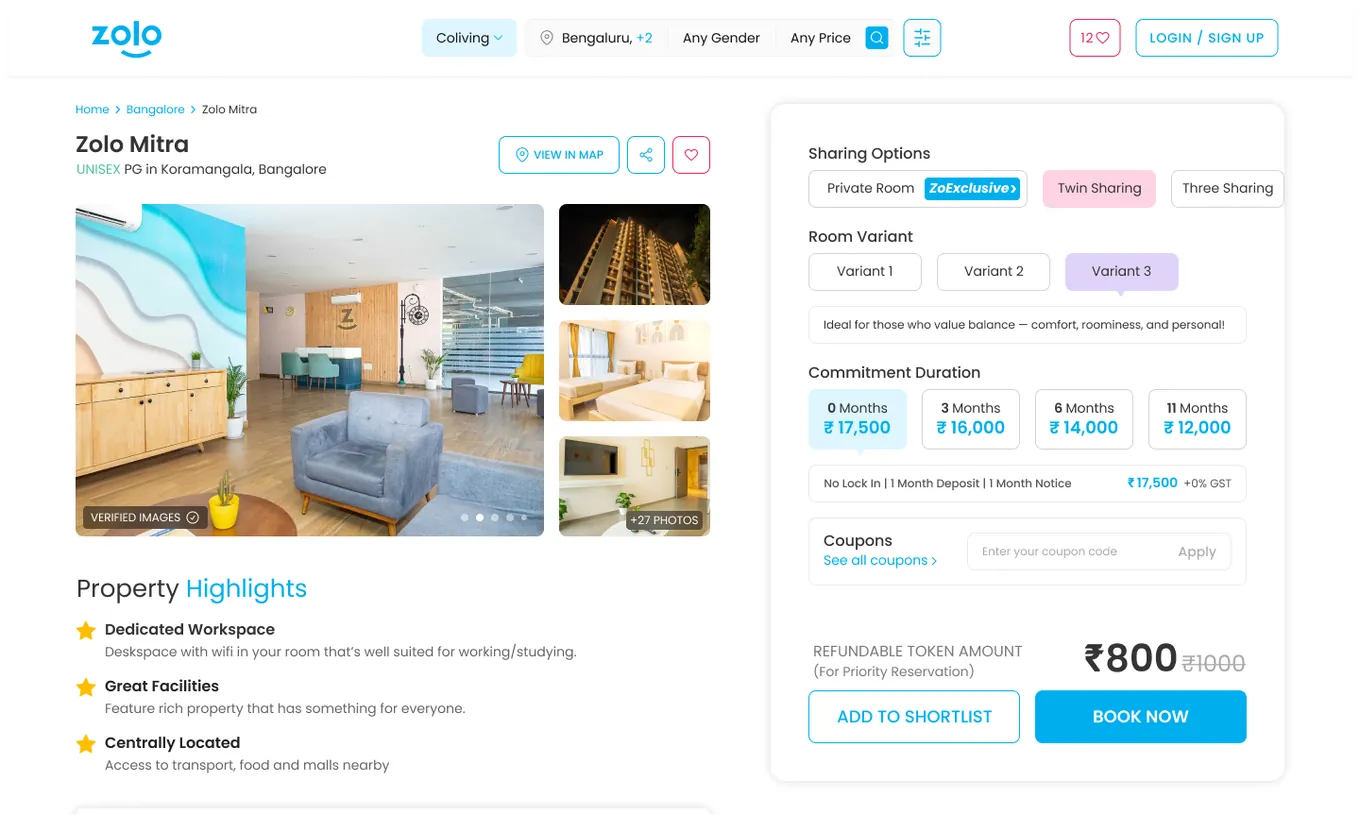 Room, package & coupon together