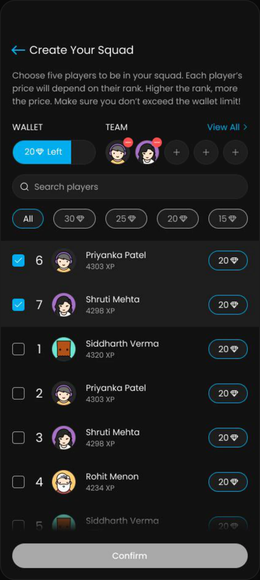 Squad Selection